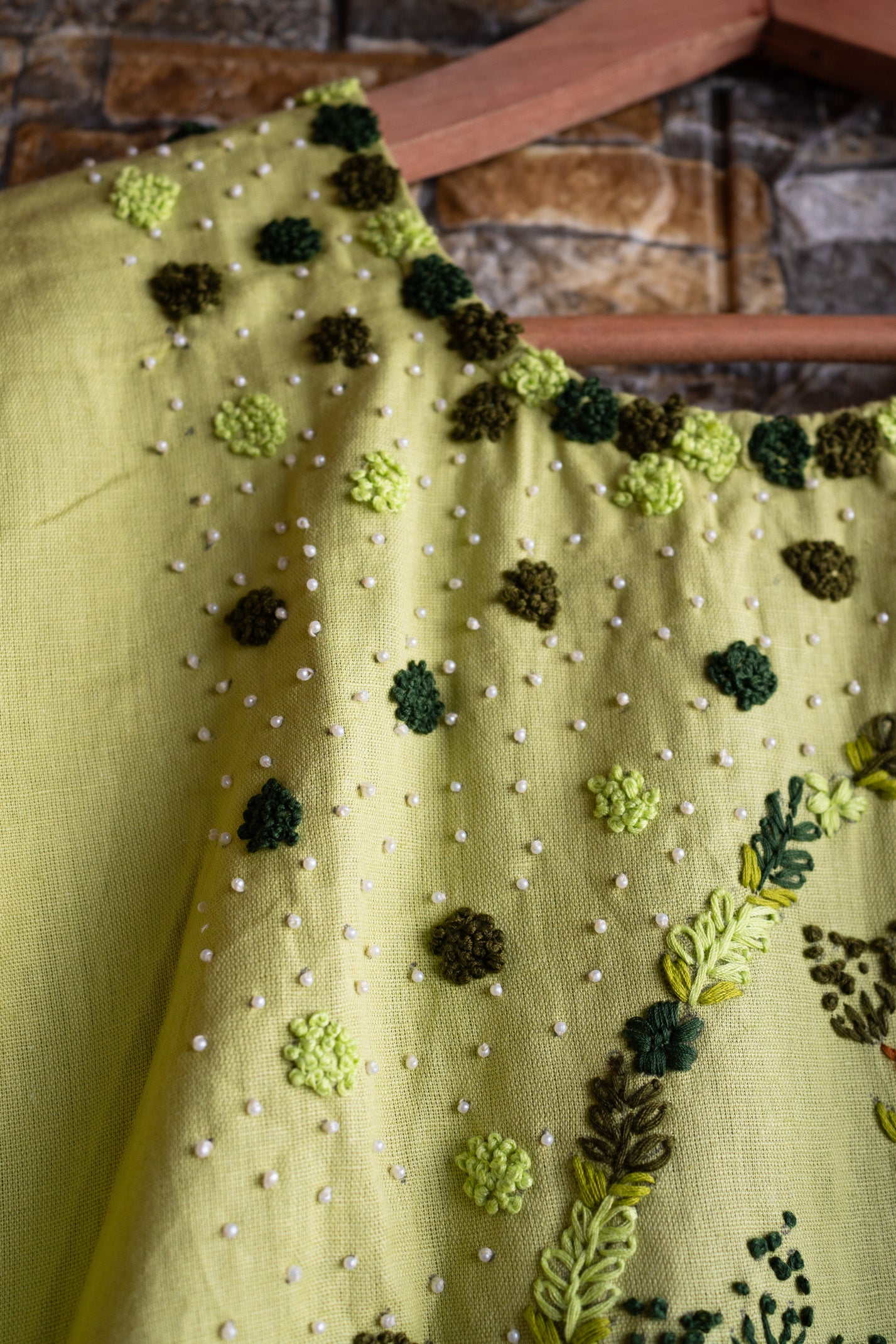 Lime green embroidered Kurti