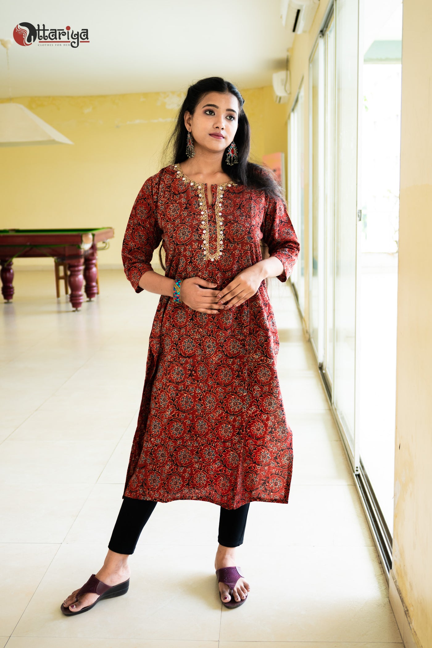 Ajrakh Artistry Threads of Tradition Cotton Kurta - Uttariya