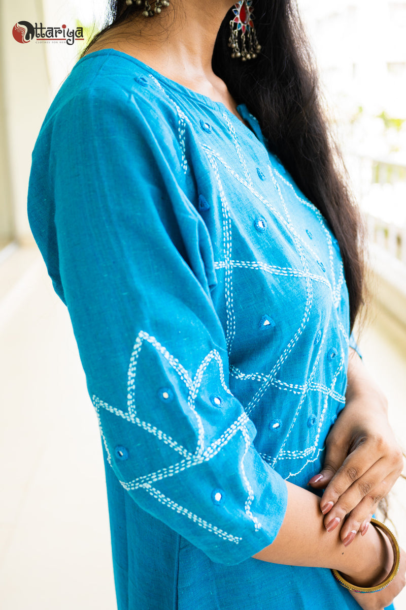 Sky bliss khadi spun dress