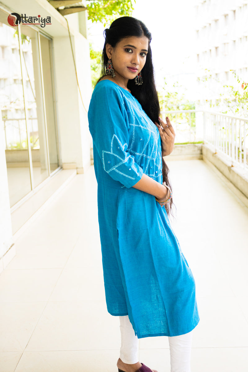 Sky bliss khadi spun dress