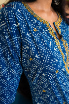 Indigo Zardosi Maharani Embellished Cotton Kurta - Uttariya