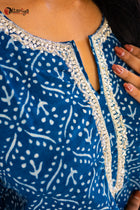 Indigo Zardosi Embellished Cotton Kurta - Uttariya