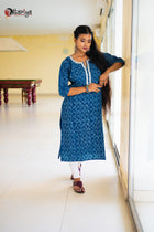 Indigo Zardosi Embellished Cotton Kurta - Uttariya