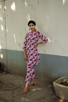 Pochampally Chromatic Swirl Linen Silk Co ord Set - Uttariya