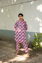 Pochampally Chromatic Swirl Linen Silk Co ord Set - Uttariya
