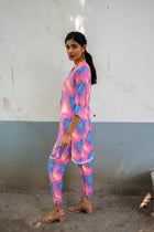 Prismatic Hue Harmony Silk Co ord Set - Uttariya