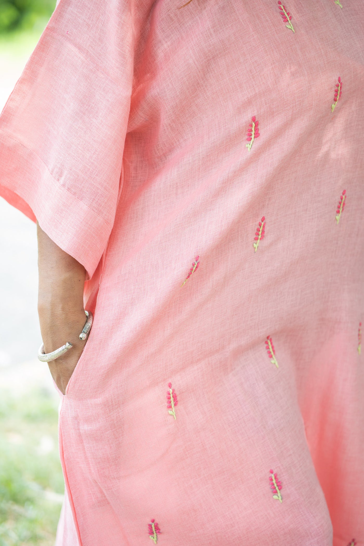 Pallavi — Embroidered Linen Kaftan Dress - Uttariya
