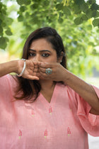 Pallavi — Embroidered Linen Kaftan Dress - Uttariya