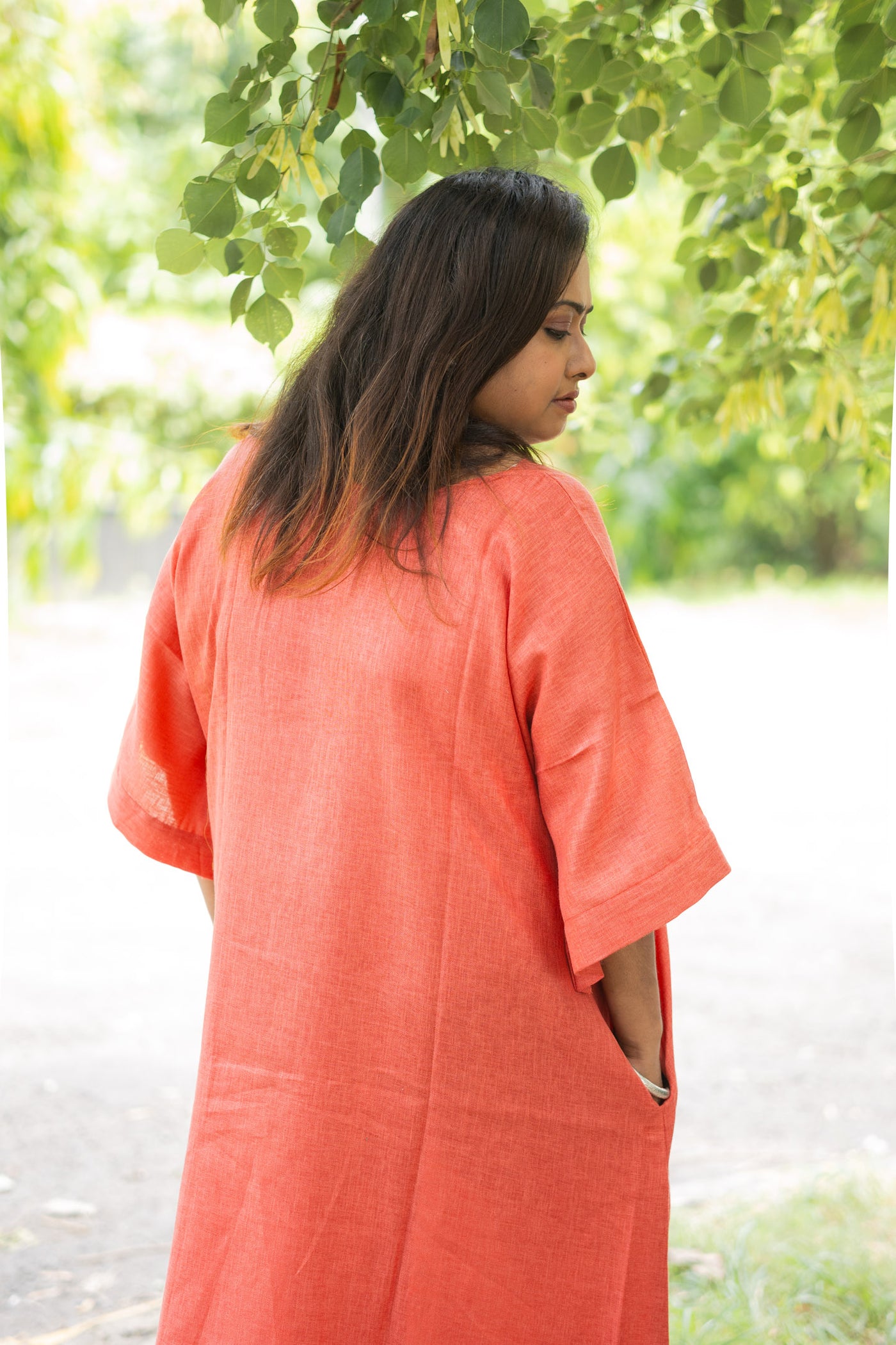 Mrittika — Embroidered Linen Kaftan Dress - Uttariya