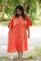 Mrittika — Embroidered Linen Kaftan Dress - Uttariya