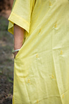 Dipta — Embroidered Linen Kaftan Dress - Uttariya