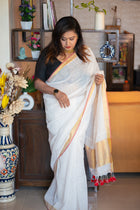 Zari Check Linen Saree - Uttariya