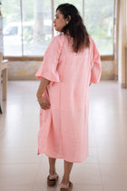 Pallavi — Embroidered Linen  Dress - Uttariya