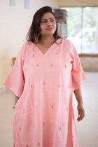 Pallavi — Embroidered Linen  Dress - Uttariya