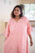 Pallavi — Embroidered Linen  Dress - Uttariya