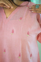Pallavi — Embroidered Linen  Dress - Uttariya