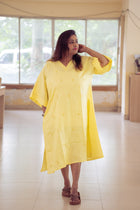 Dipta Embroidered Linen Dress - Uttariya