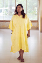 Dipta Embroidered Linen Dress - Uttariya
