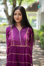 Royal Purple Sequence Flare Cotton Kurta - Uttariya