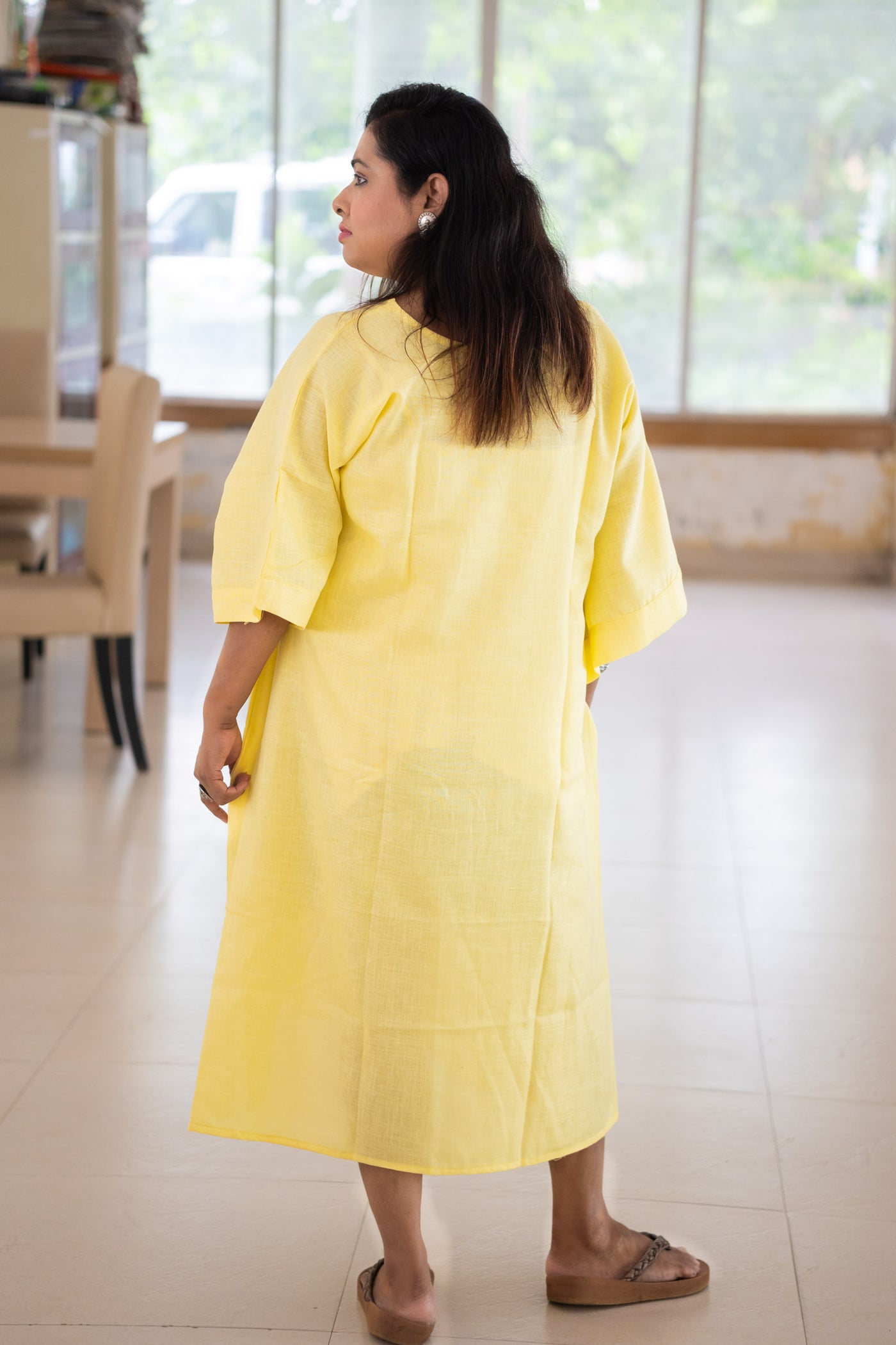 Dipta Embroidered Linen Dress - Uttariya