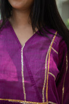Royal Purple Sequence Flare Cotton Kurta - Uttariya