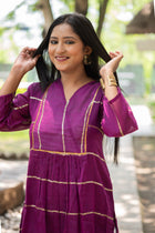 Royal Purple Sequence Flare Cotton Kurta - Uttariya