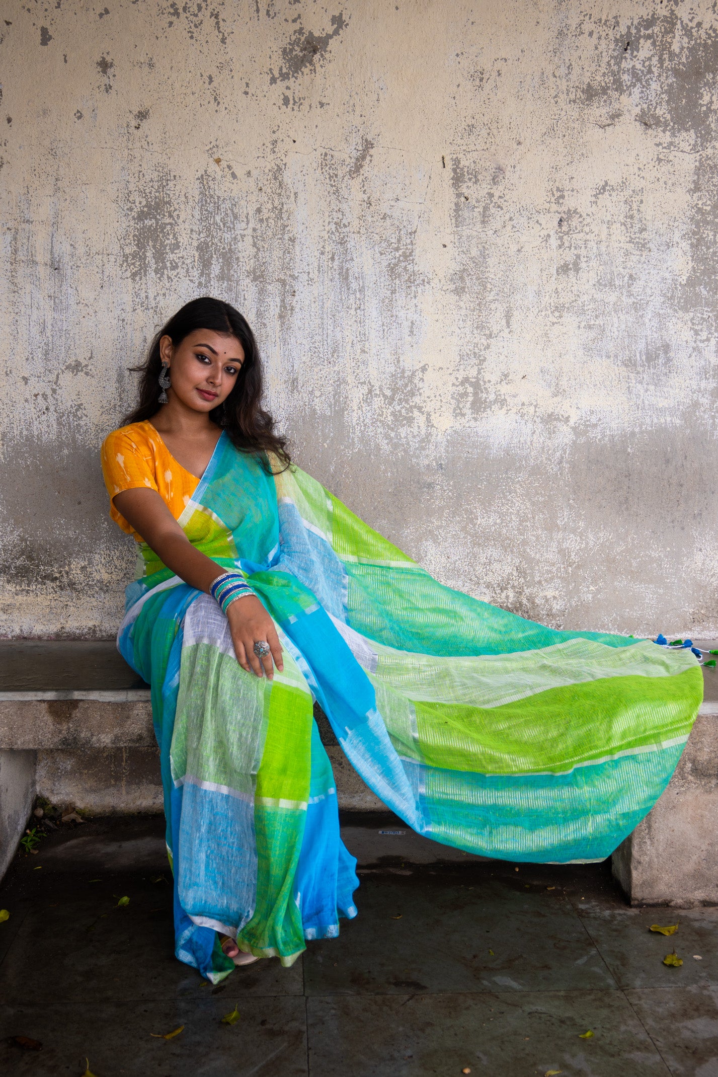 Love of nature Linen Saree