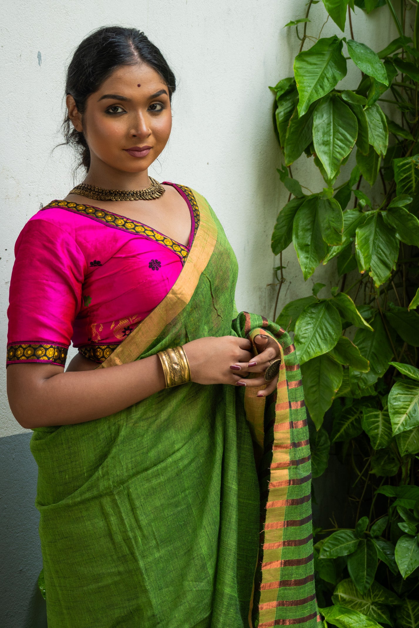 Forest linen Saree