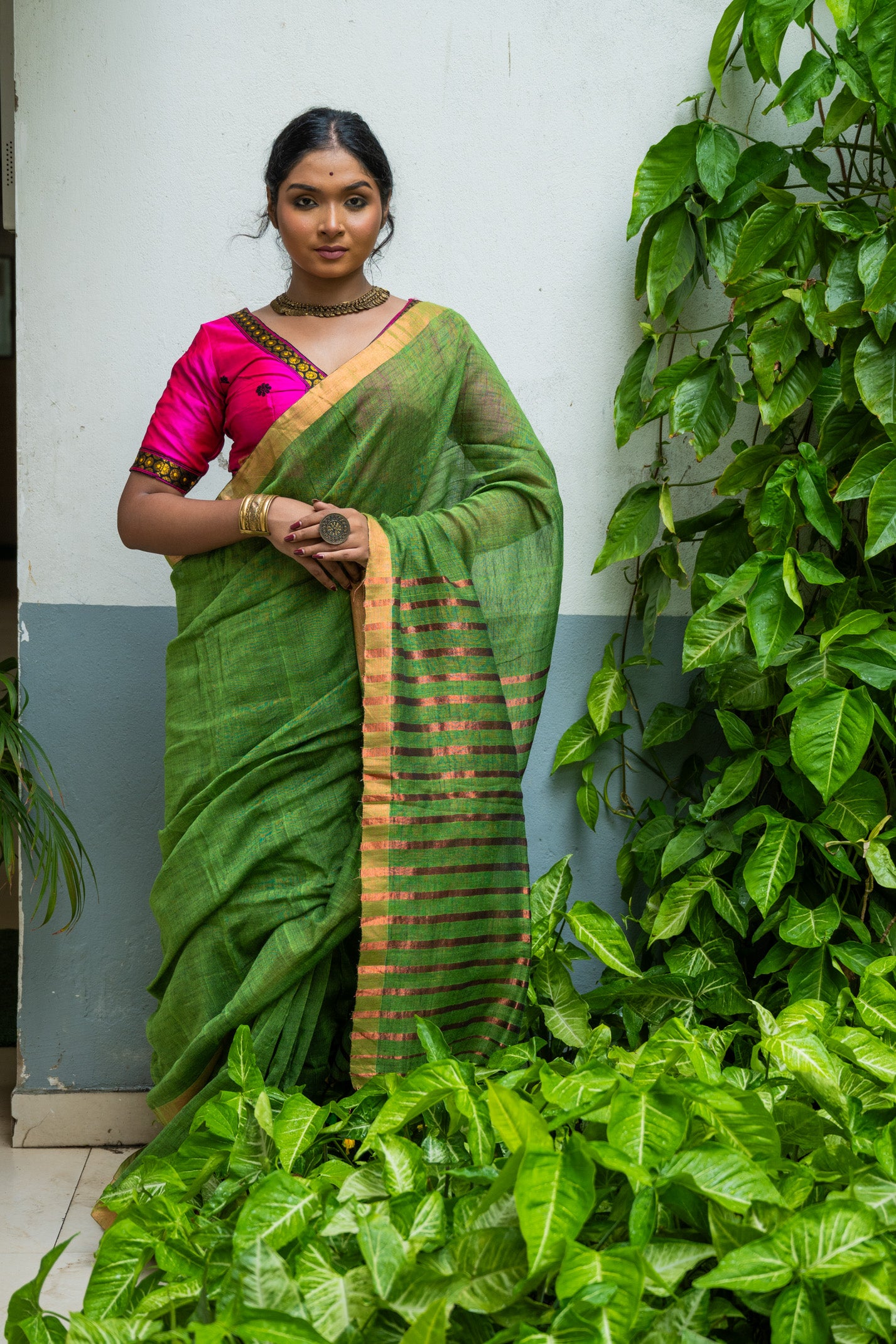 Forest linen Saree