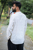 Gamcha Stripe Yoke Ivory Short Kurta