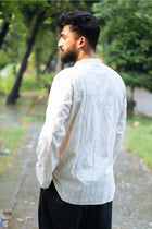 Gamcha Stripe Yoke Ivory Short Kurta