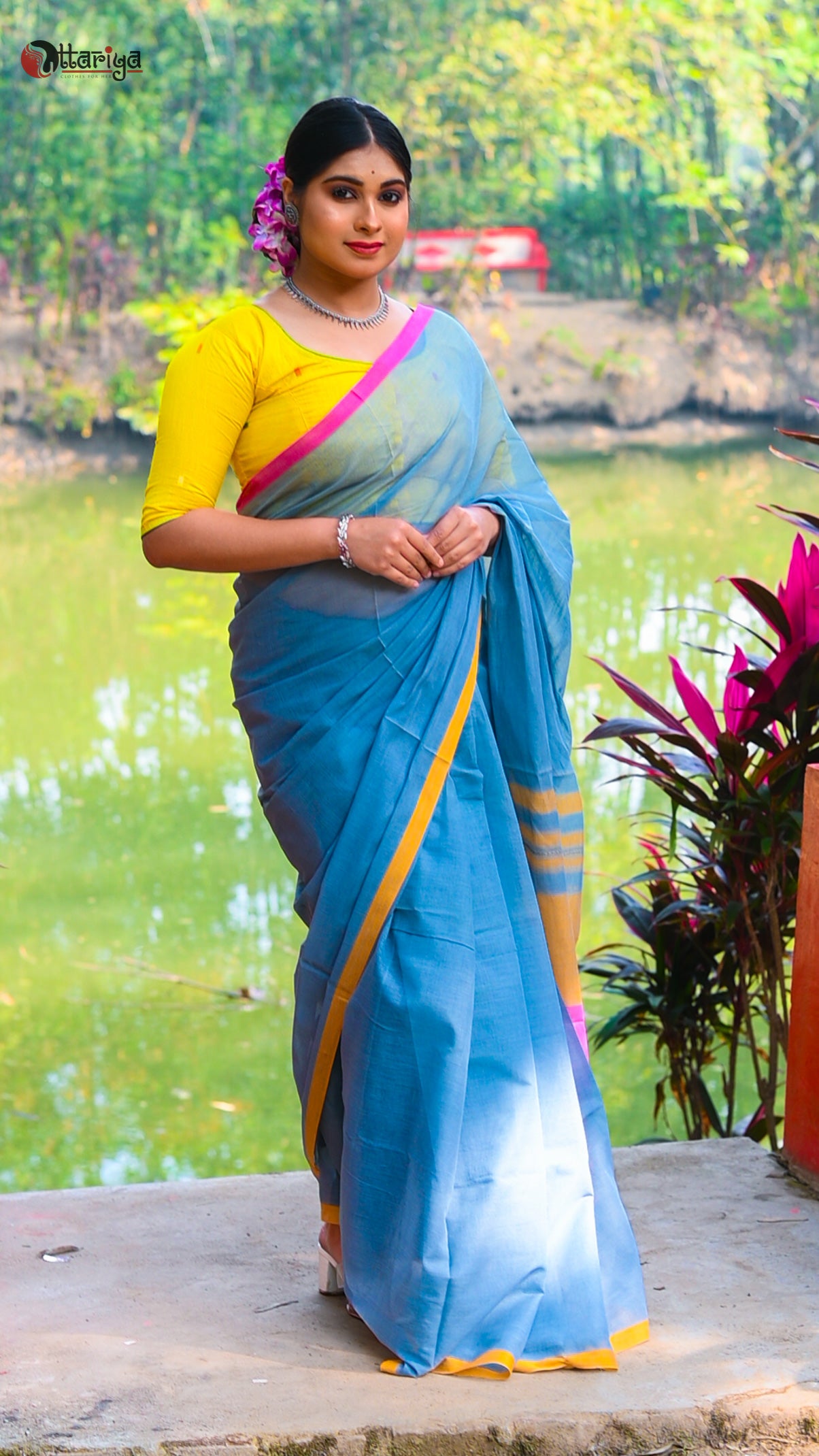 Slate Madhu Saree - Uttariya