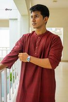 Khadi long kurta with hand kalamkari jacket