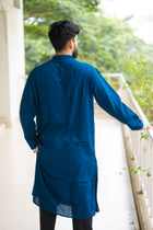 Kantha Yoke Petrol Blue Kurta