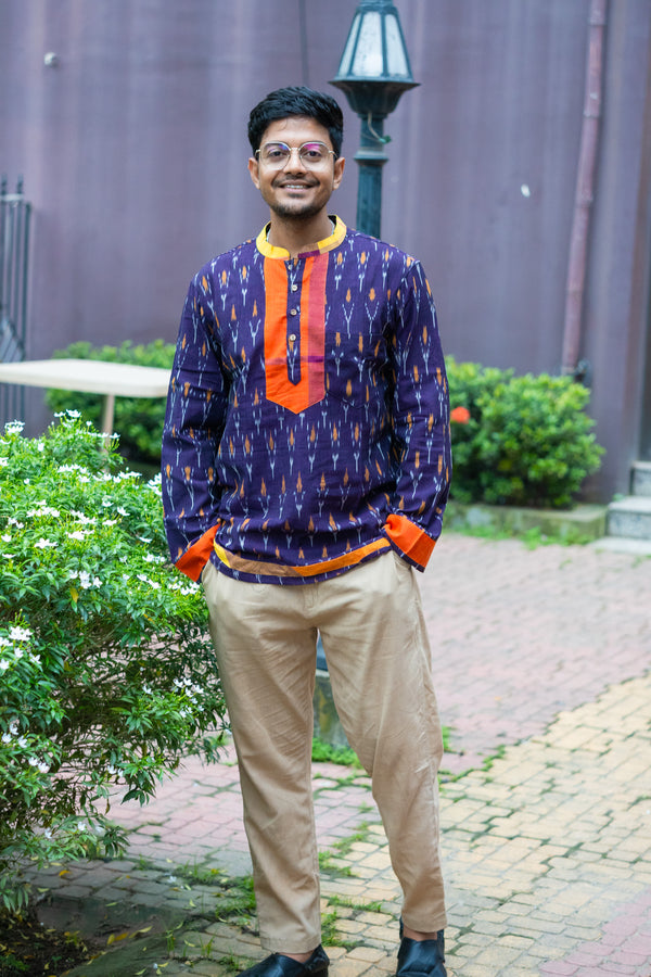 Ikat Gamcha Patch Popover Shirt