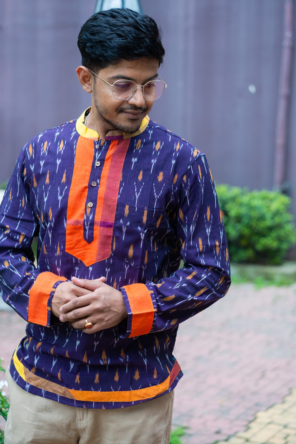 Ikat Gamcha Patch Popover Shirt