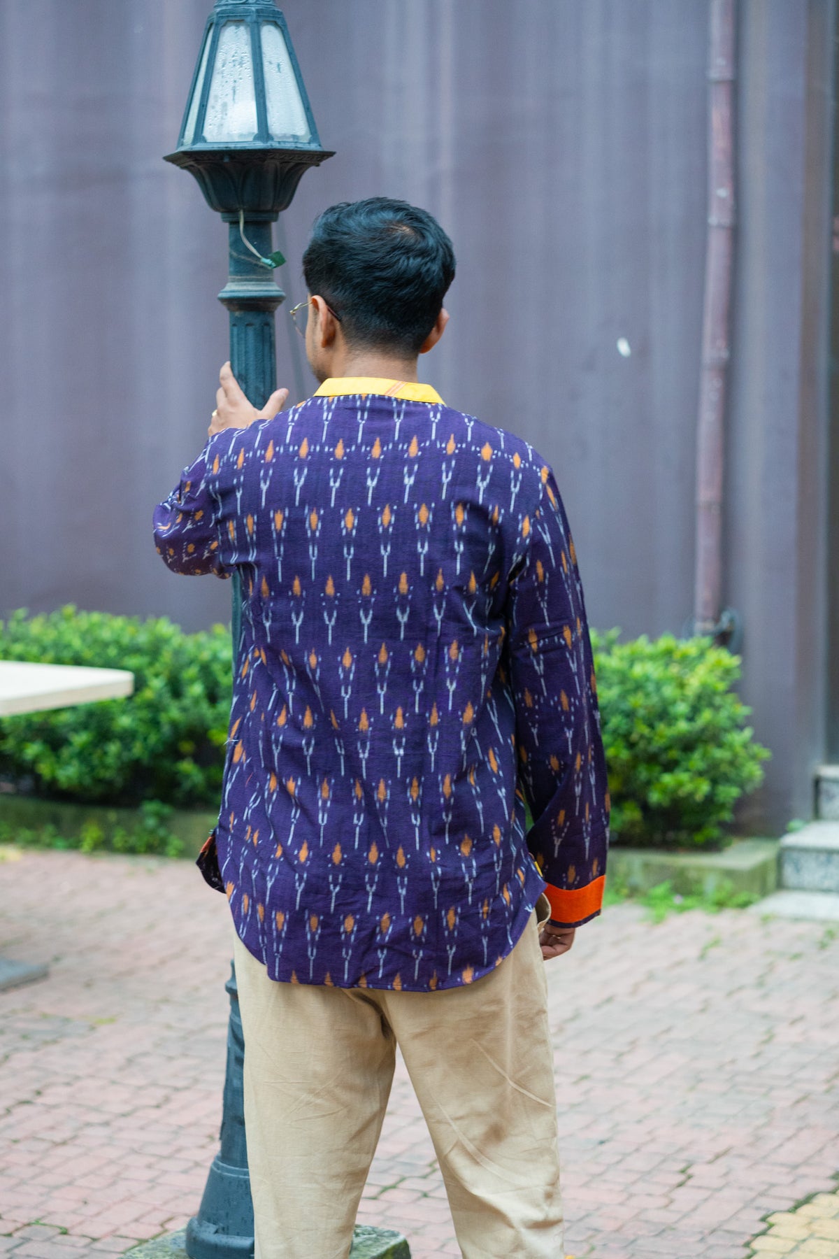 Ikat Gamcha Patch Popover Shirt