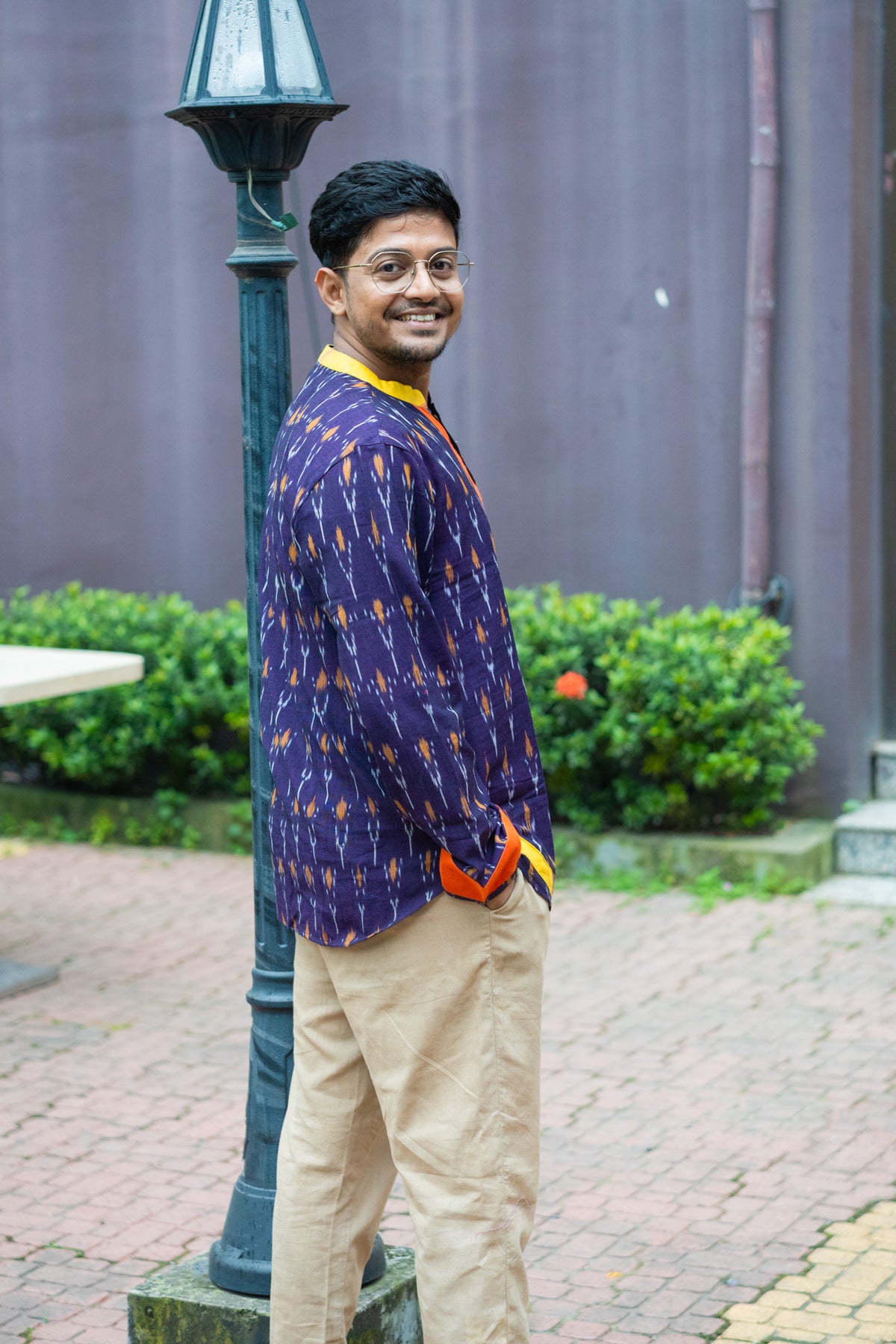 Ikat Gamcha Patch Popover Shirt