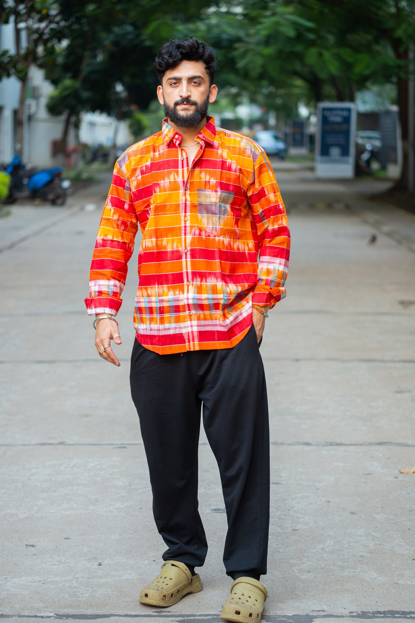 Gamcha Check Handloom Shirt — Sunset Red