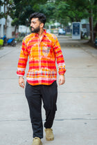 Gamcha Check Handloom Shirt — Sunset Red