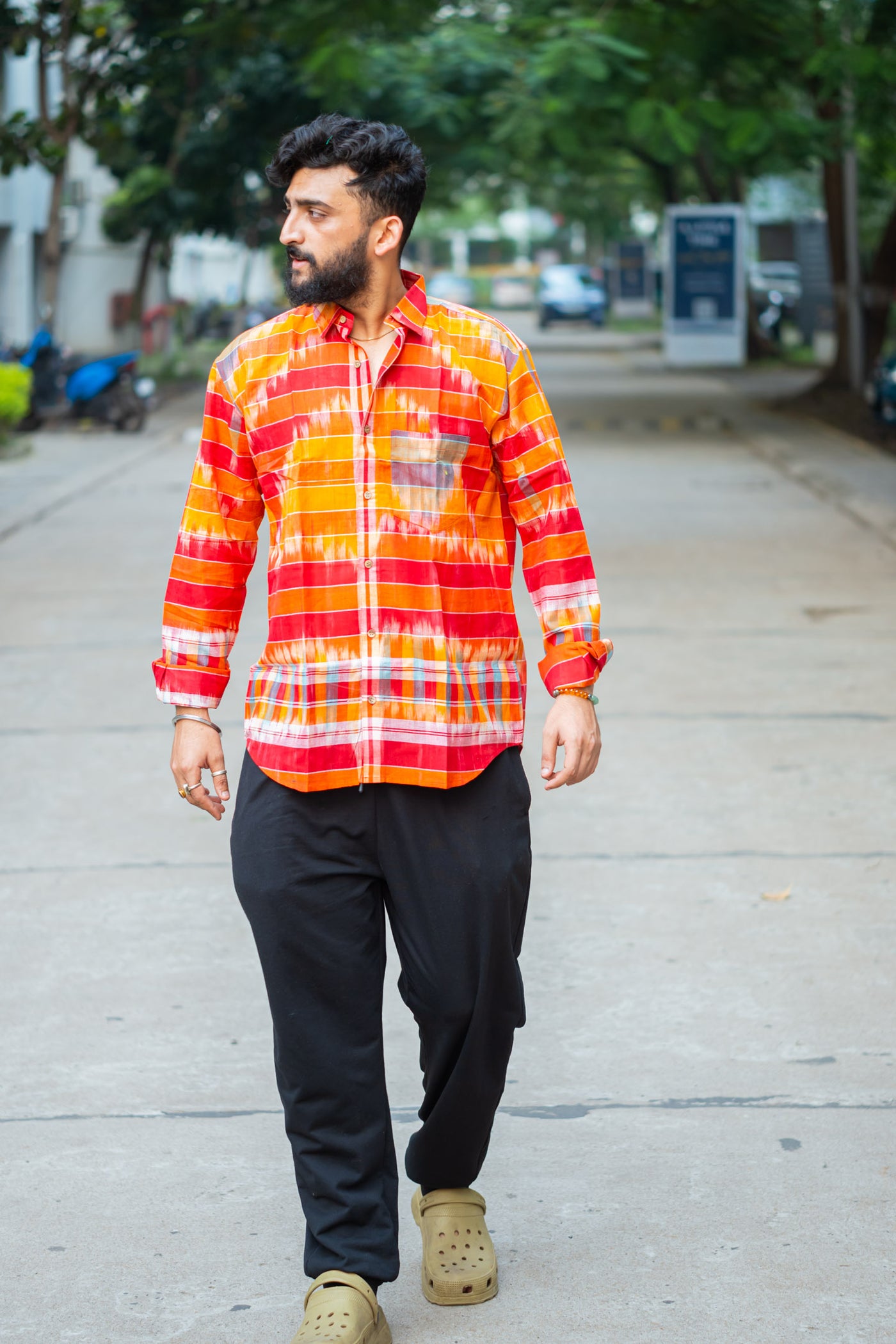 Gamcha Check Handloom Shirt — Sunset Red