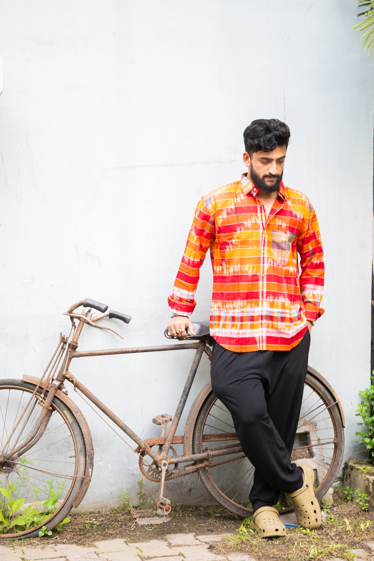 Gamcha Check Handloom Shirt — Sunset Red