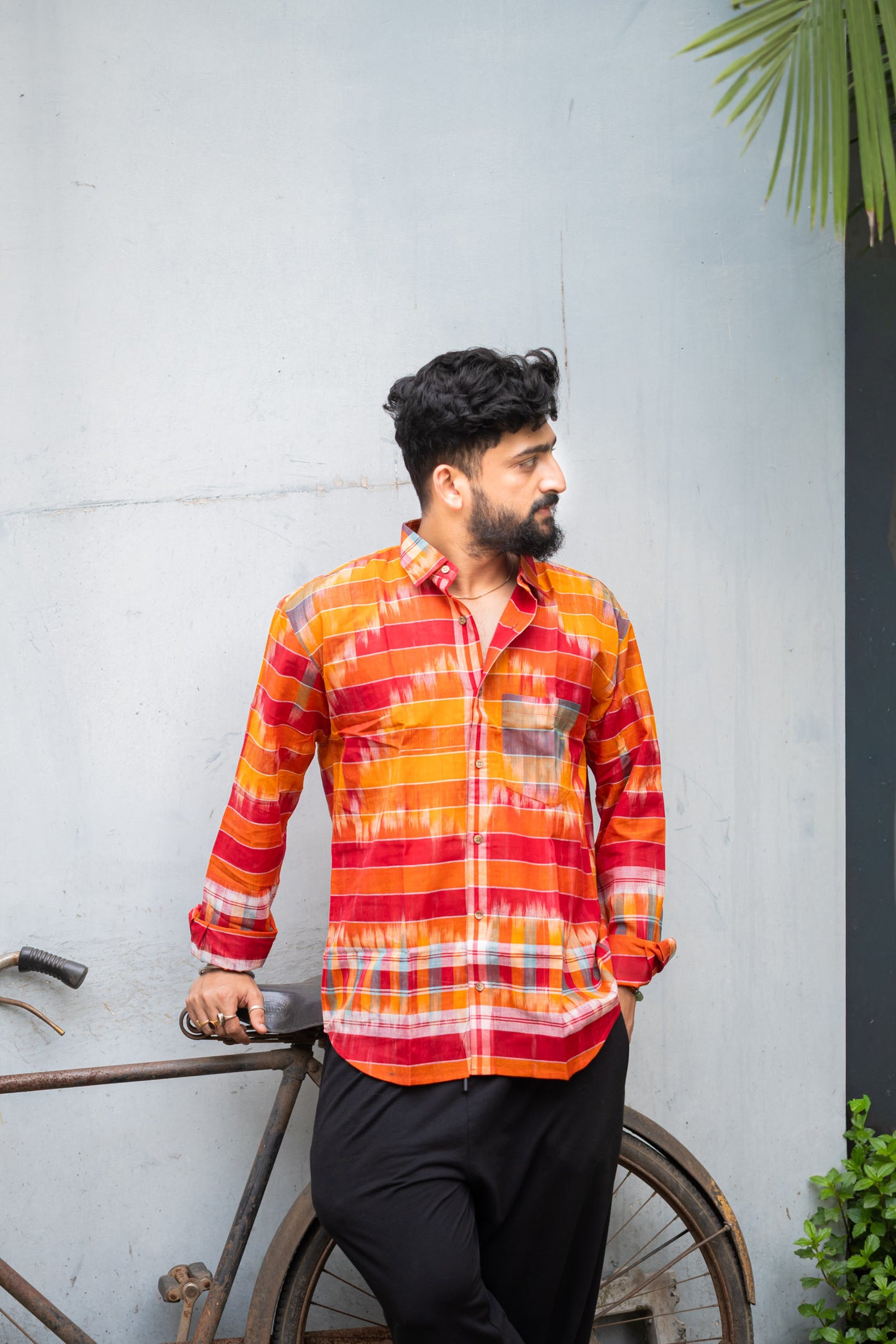 Gamcha Check Handloom Shirt — Sunset Red