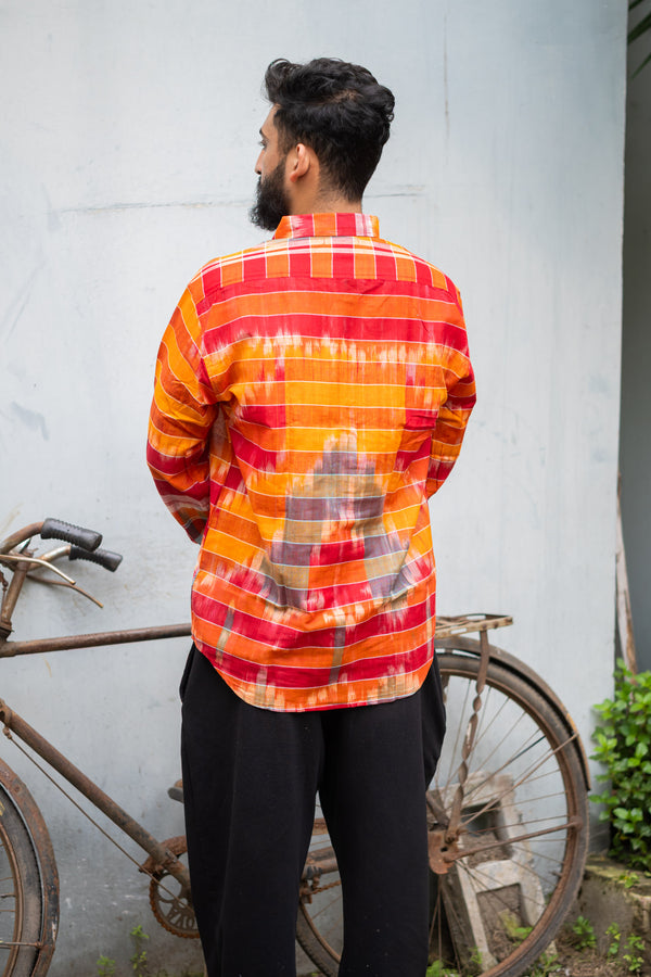 Gamcha Check Handloom Shirt — Sunset Red