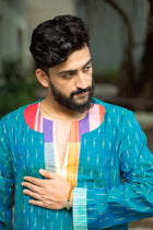 Ikat Gamcha Colorblock Short Kurta
