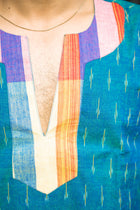 Ikat Gamcha Colorblock Short Kurta