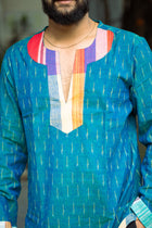 Ikat Gamcha Colorblock Short Kurta