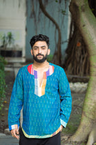 Ikat Gamcha Colorblock Short Kurta