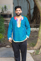 Ikat Gamcha Colorblock Short Kurta
