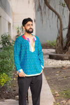 Ikat Gamcha Colorblock Short Kurta